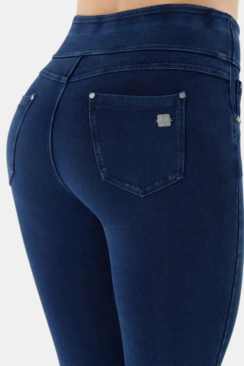 N.O.W. Yoga Mid Waist Skinny Denim Jeans - Denim Dark Blue - Blue Seam