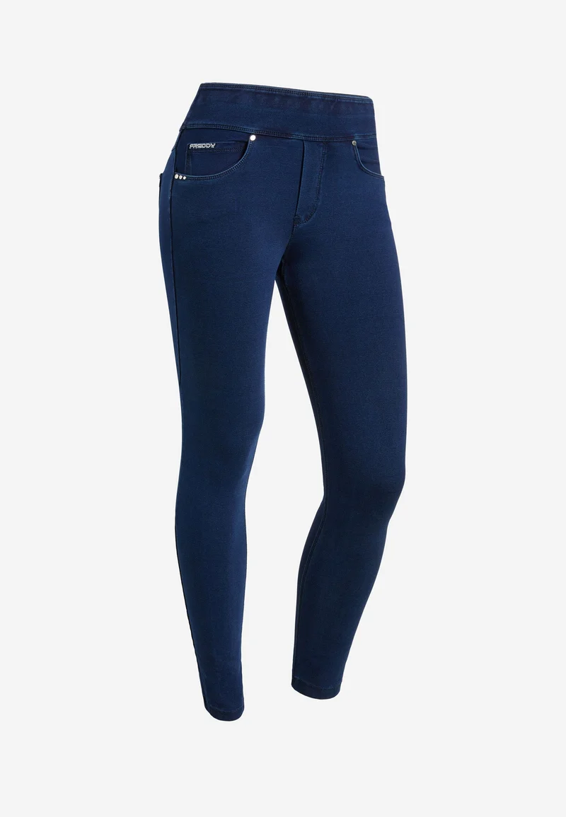 N.O.W. Yoga Mid Waist Skinny Denim Jeans - Denim Dark Blue - Blue Seam