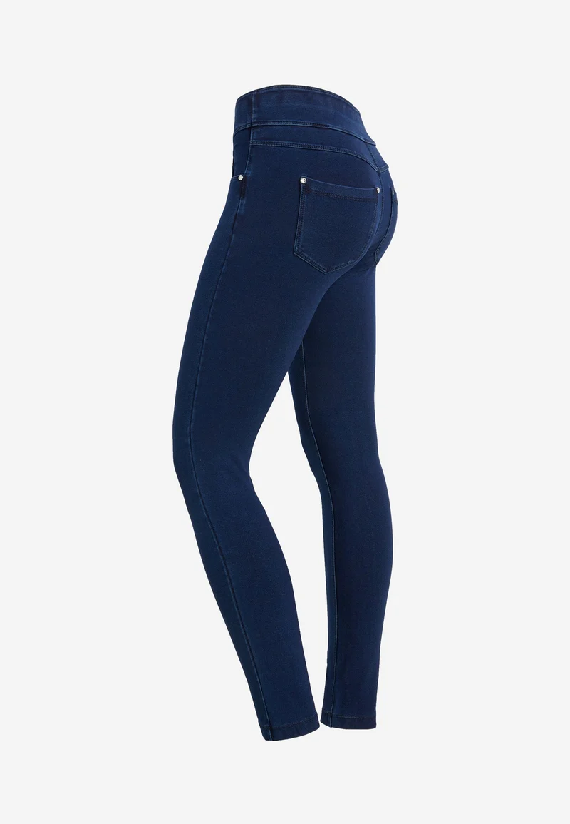 N.O.W. Yoga Mid Waist Skinny Denim Jeans - Denim Dark Blue - Blue Seam