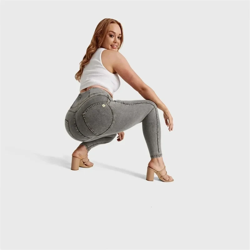 WR.UP Curvy Push-Up High Waist Skinny 7/8 Denim Jeans - Denim Gray - Yellow Seam