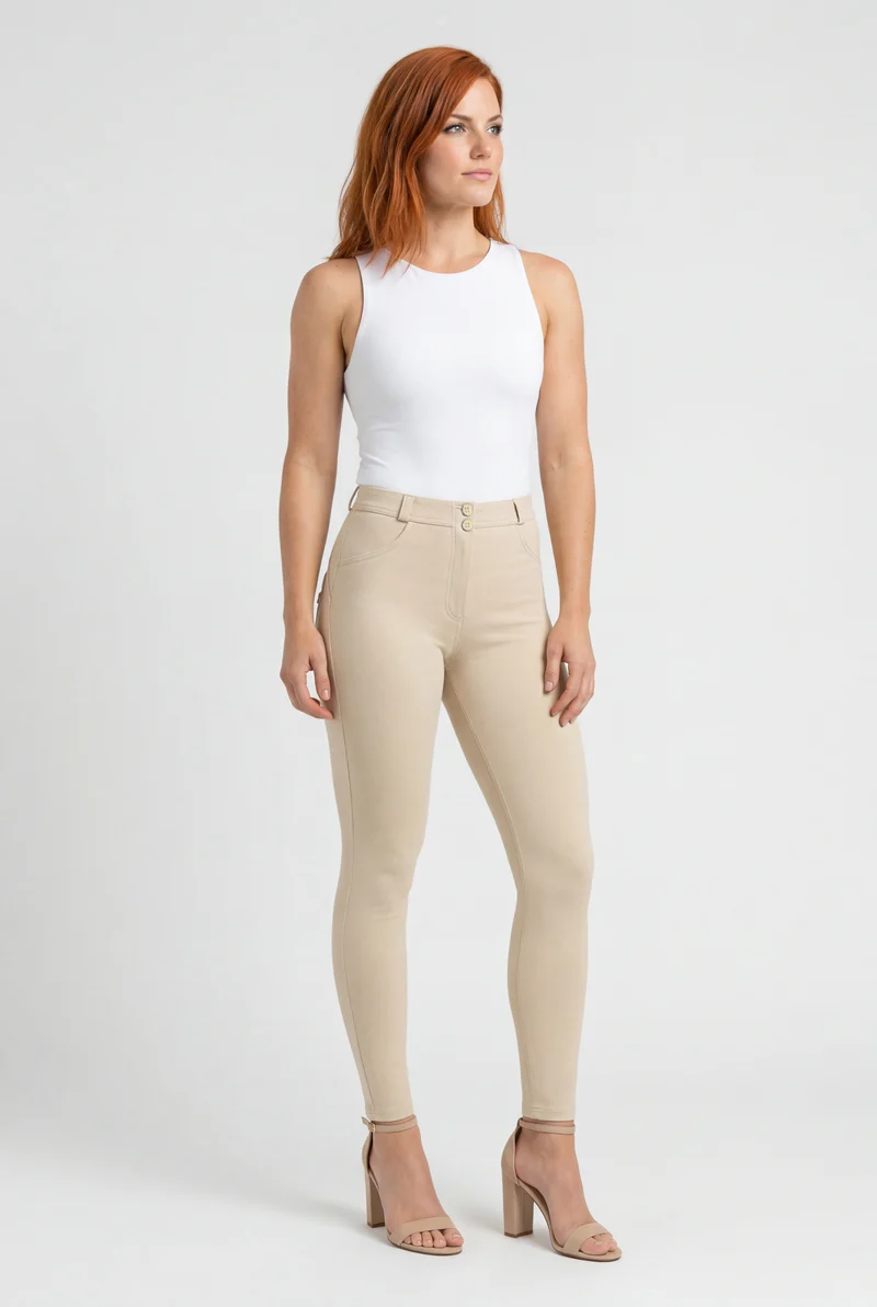 WR.UP Push-Up High Waist Skinny Pants - Rainy Day Beige