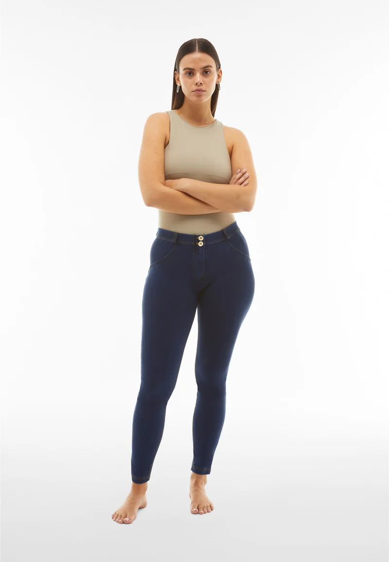 WR.UP Push-Up Regular Waist Skinny Tencel - Denim Dark Blue - Yellow Seam