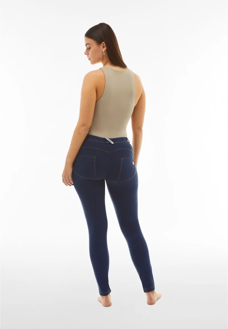 WR.UP Push-Up Regular Waist Skinny Tencel - Denim Dark Blue - Yellow Seam