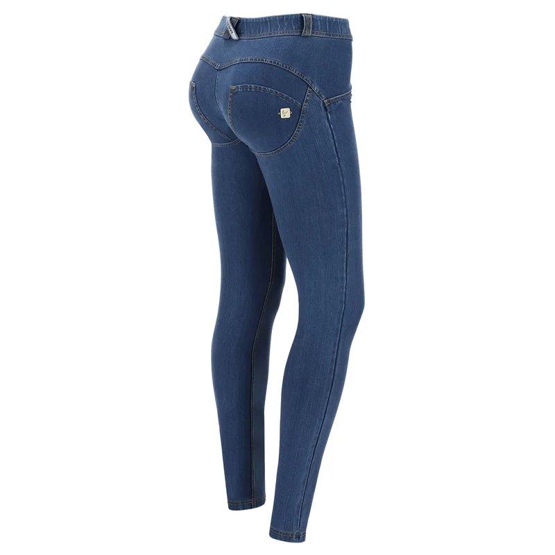 WR.UP Push-Up Regular Waist Skinny Tencel - Denim Dark Blue - Yellow Seam
