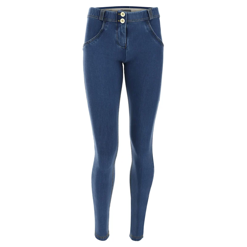 WR.UP Push-Up Regular Waist Skinny Tencel - Denim Dark Blue - Yellow Seam