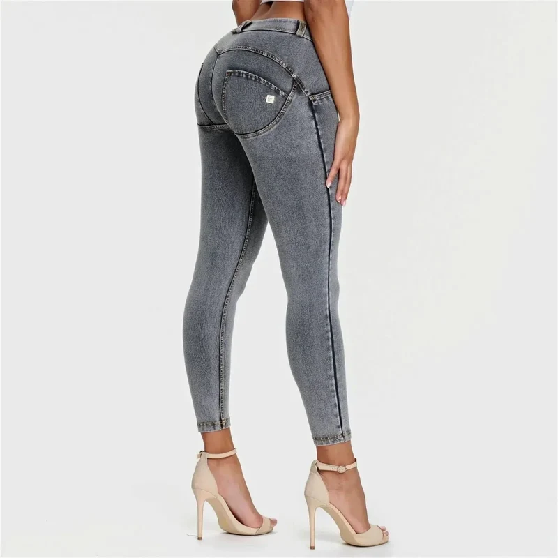 WR.UP Push-Up Regular Waist Skinny 7/8 Denim Jeans - Denim Gray - Black Seam