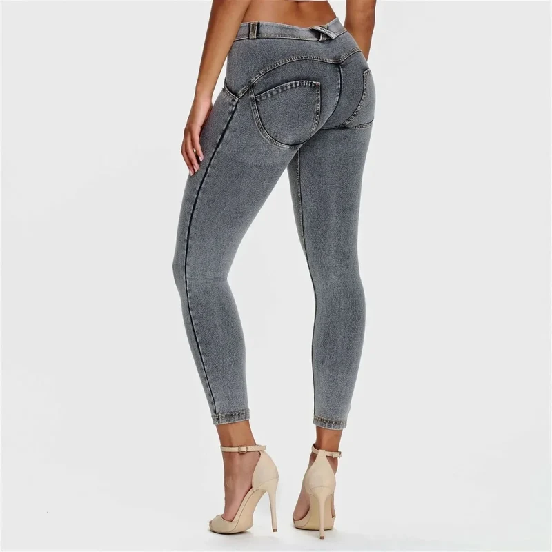 WR.UP Push-Up Regular Waist Skinny 7/8 Denim Jeans - Denim Gray - Black Seam