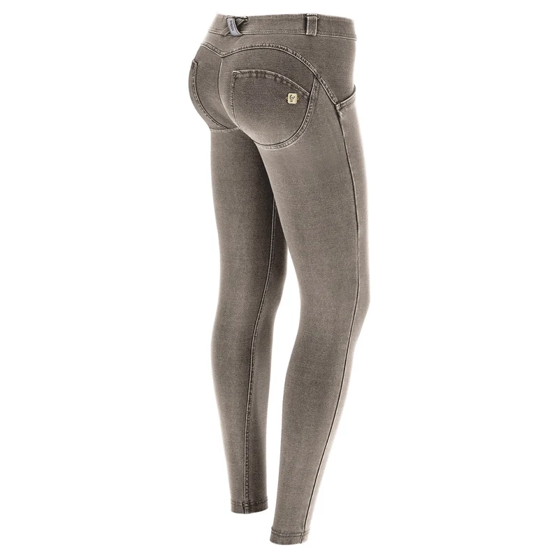 WR.UP Push-Up Regular Waist Skinny 7/8 Denim Jeans - Denim Gray - Black Seam