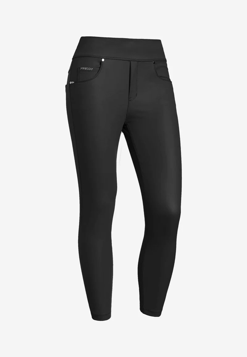 N.O.W. Yoga Mid Waist Skinny 7/8 Vegan Leather Pant - Black