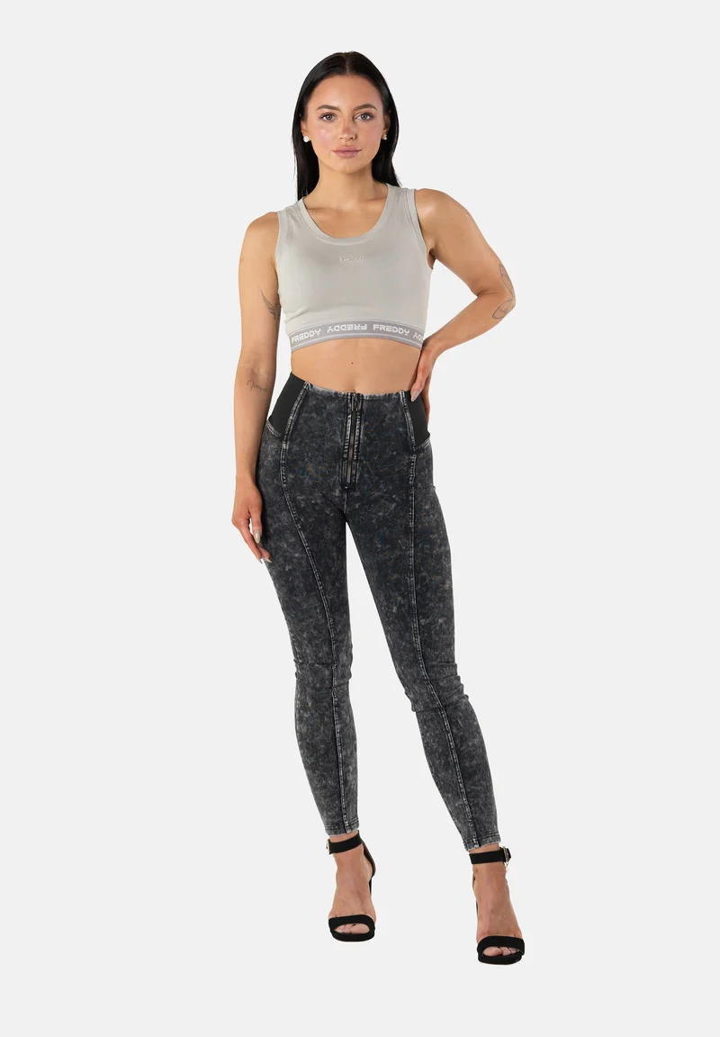 WR.UP Push-Up High Waist Skinny Vegan Leather Pant Python Style - Black