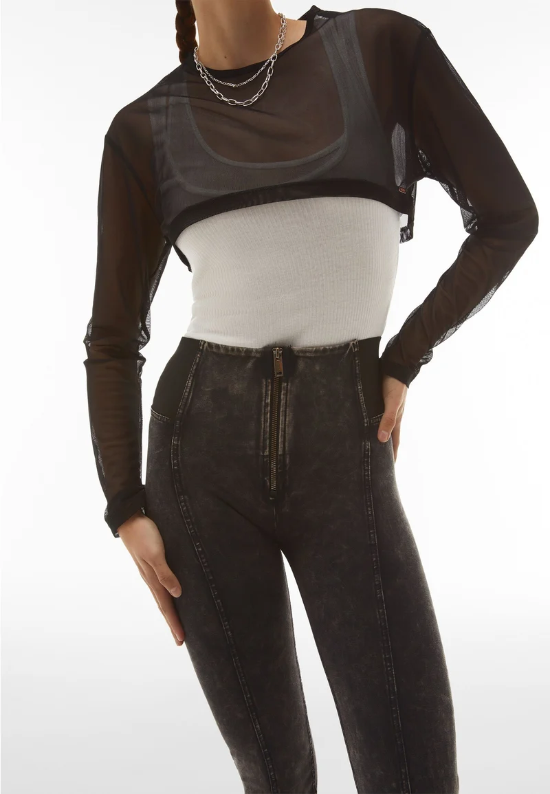 WR.UP Push-Up High Waist Skinny Vegan Leather Pant Python Style - Black