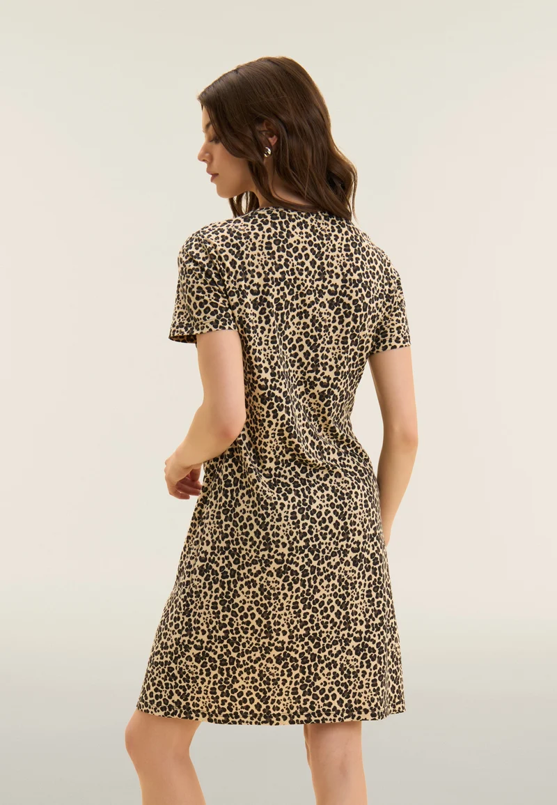 Animalier dress with knotted detail on the side - Leopard All. Animalier