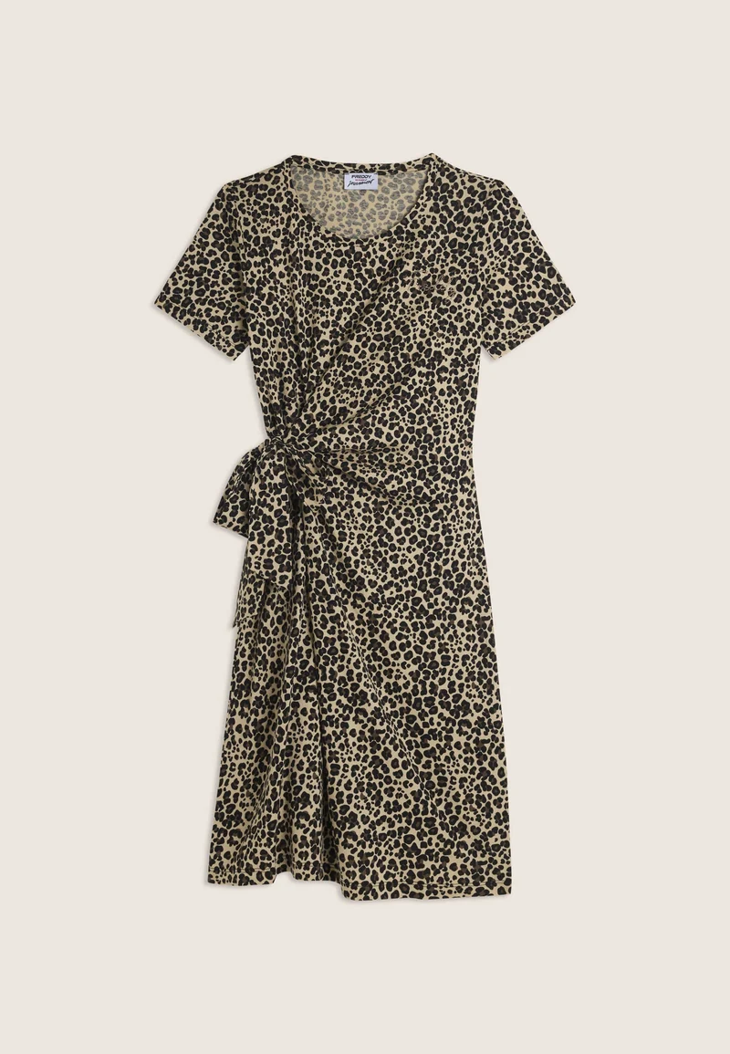 Animalier dress with knotted detail on the side - Leopard All. Animalier