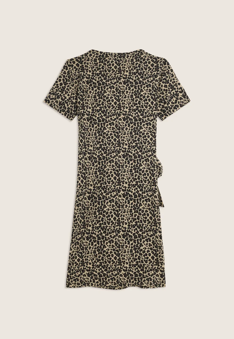 Animalier dress with knotted detail on the side - Leopard All. Animalier