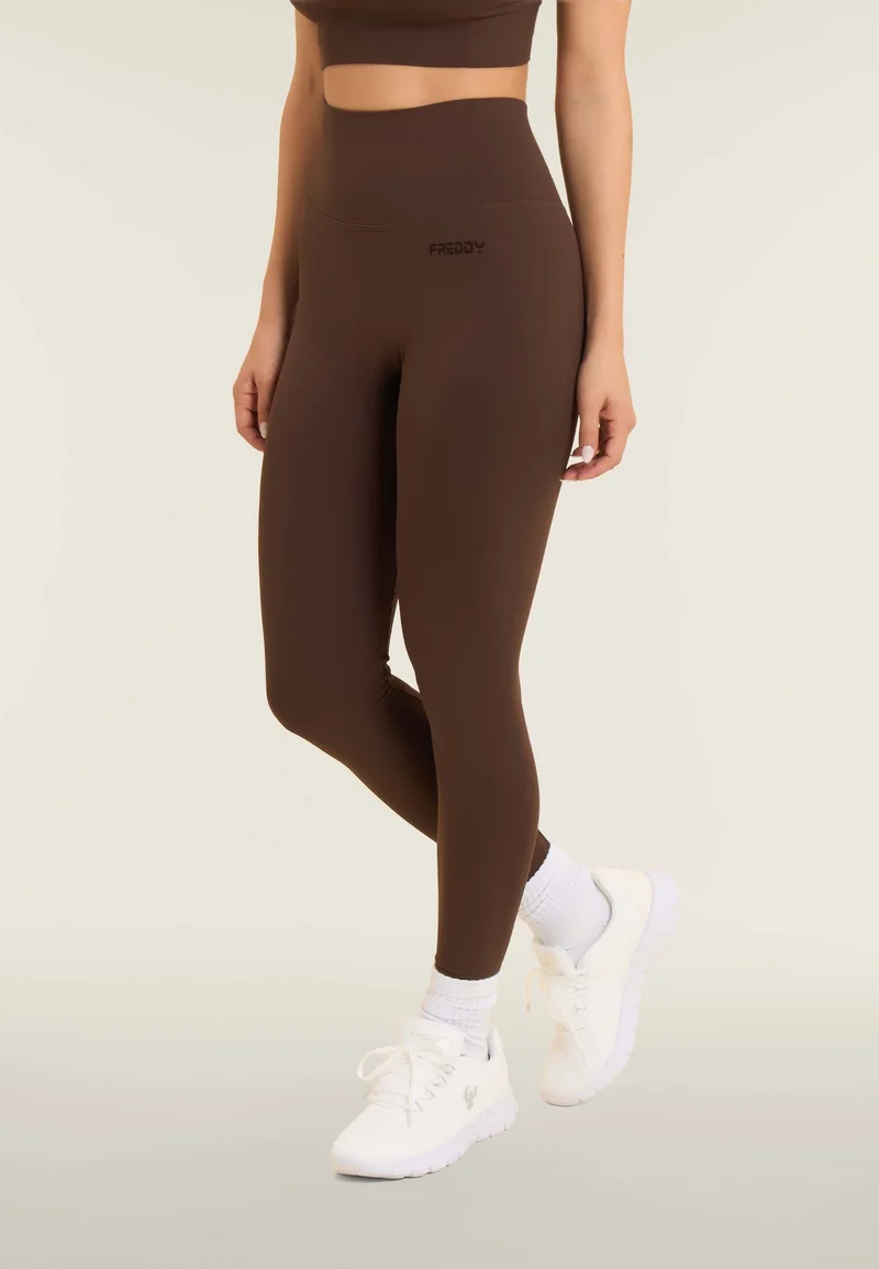 Seamless Push-Up High Waist Skinny 7/8 Leggings - Demitasse Brown - Made in Italy