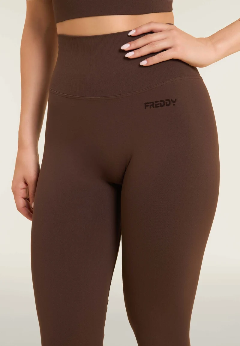 Seamless Push-Up High Waist Skinny 7/8 Leggings - Demitasse Brown - Made in Italy