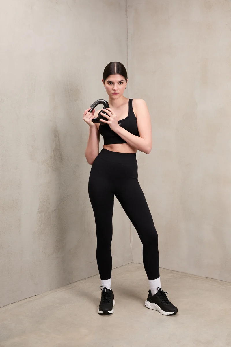 Seamless Push-Up High Waist Skinny Leggings - Black