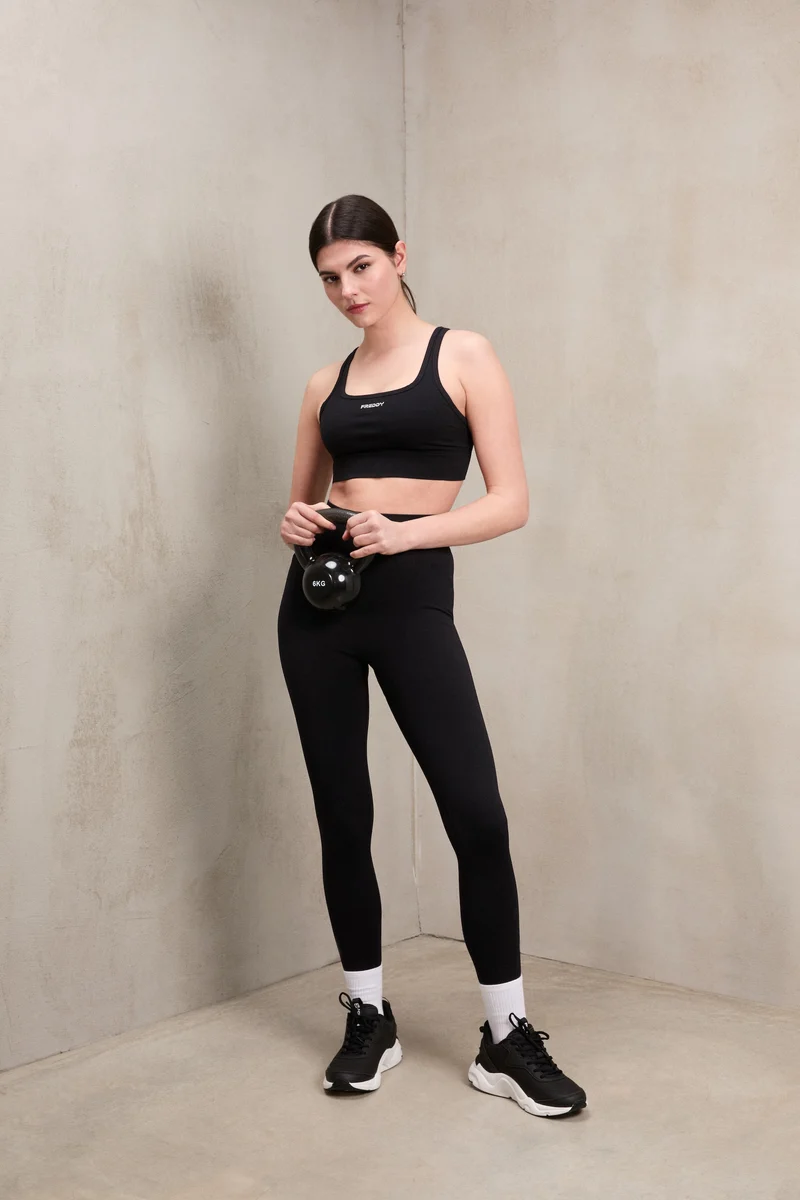 Seamless Push-Up High Waist Skinny Leggings - Black