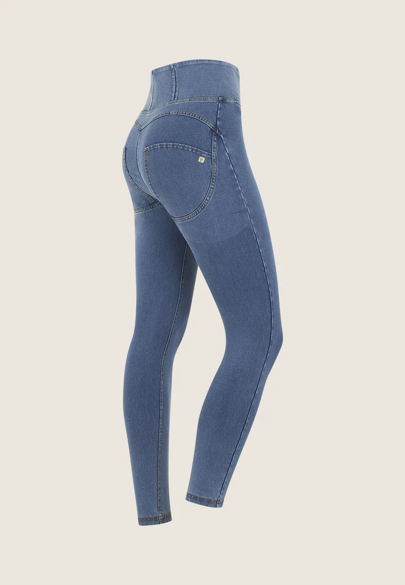 WR.UP Curvy Push-Up High Waist Skinny 7/8 Denim Jeans - Denim Light Blue - Yellow Seam