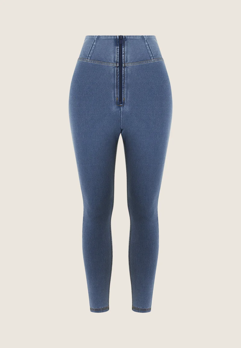 WR.UP Curvy Push-Up High Waist Skinny 7/8 Denim Jeans - Denim Light Blue - Yellow Seam