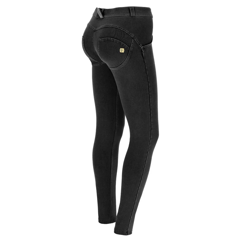 WR.UP Push-Up Regular Waist Skinny Denim Jeans - Denim Black - Black Seam