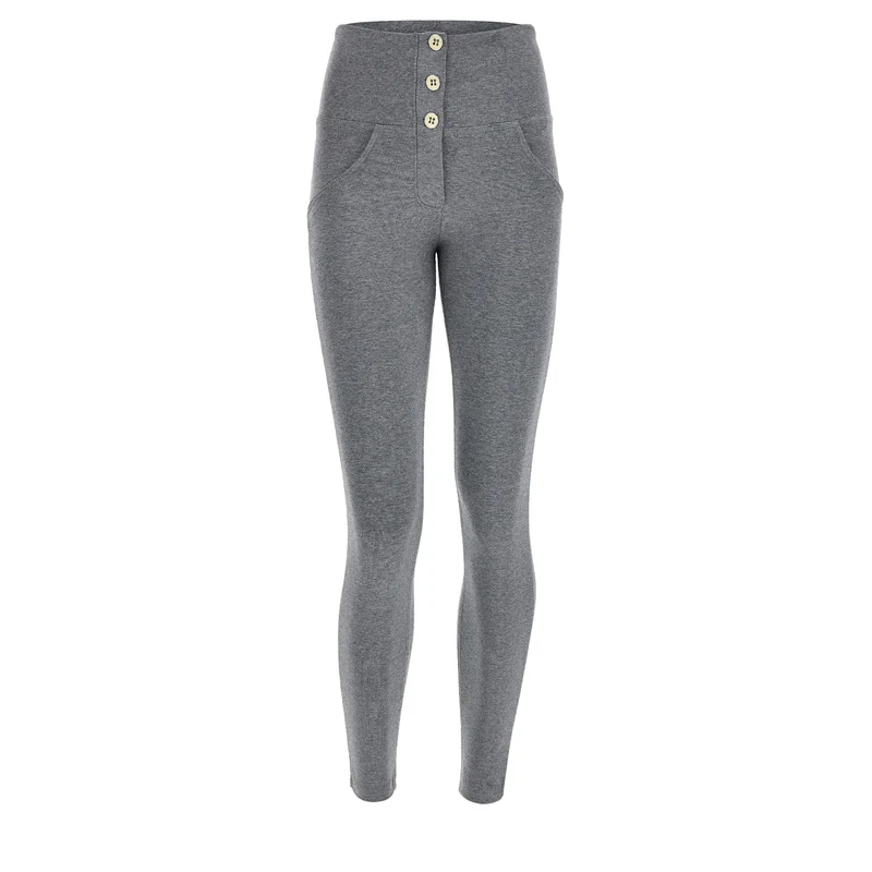 WR.UP Push-Up Button High Waist Skinny Pants - Medium Mélange Gray