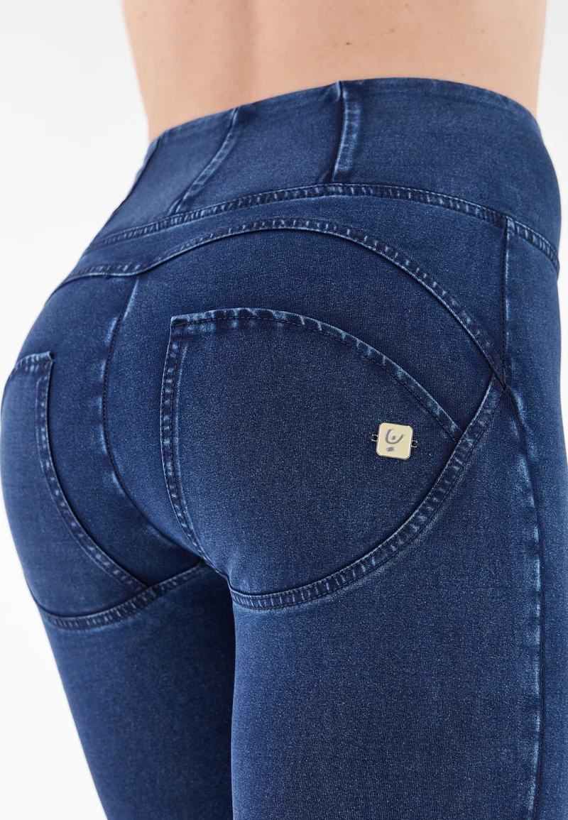WR.UP Push-Up High Waist Skinny 7/8 Denim Jeans - Denim Dark Blue - Blue Seam