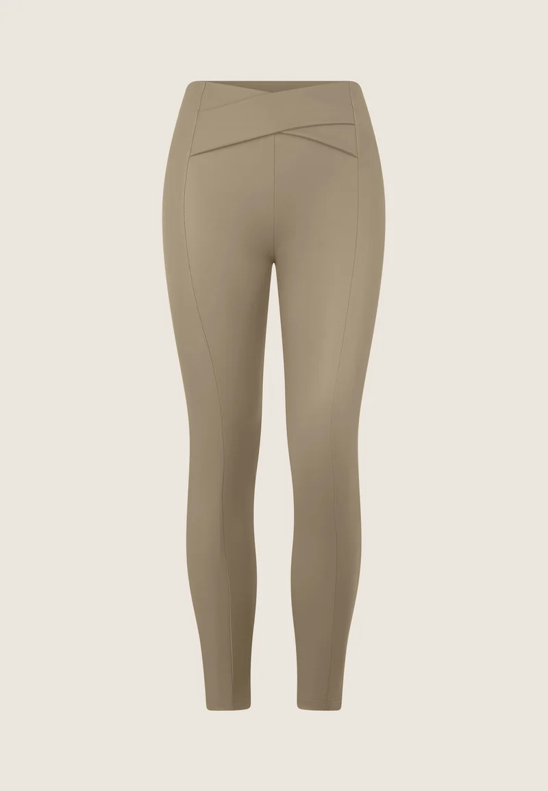 WR.UP Push-Up High Waist Skinny Vegan Leather Pant With Crossed Waist Band - Irish Cream Beige