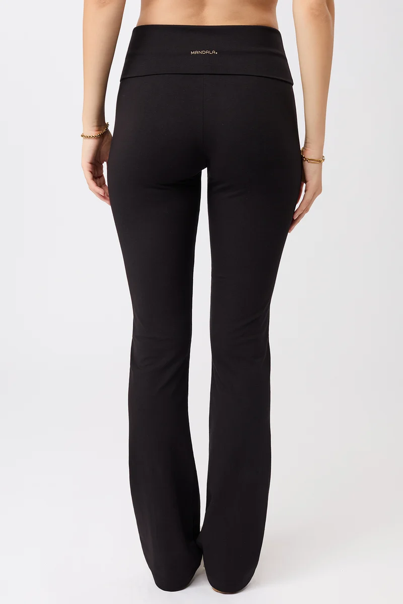 Legging Roll-Down Flared- Black, GOTS