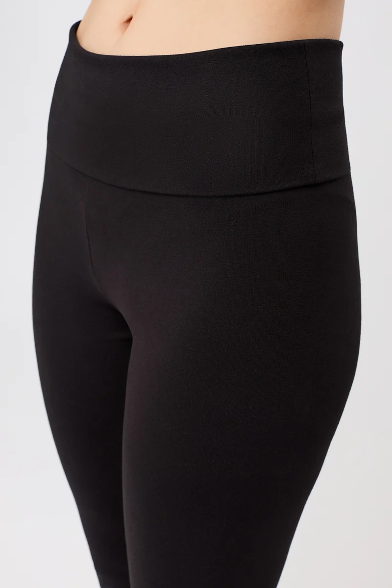 Legging Roll-Down Flared- Black, GOTS