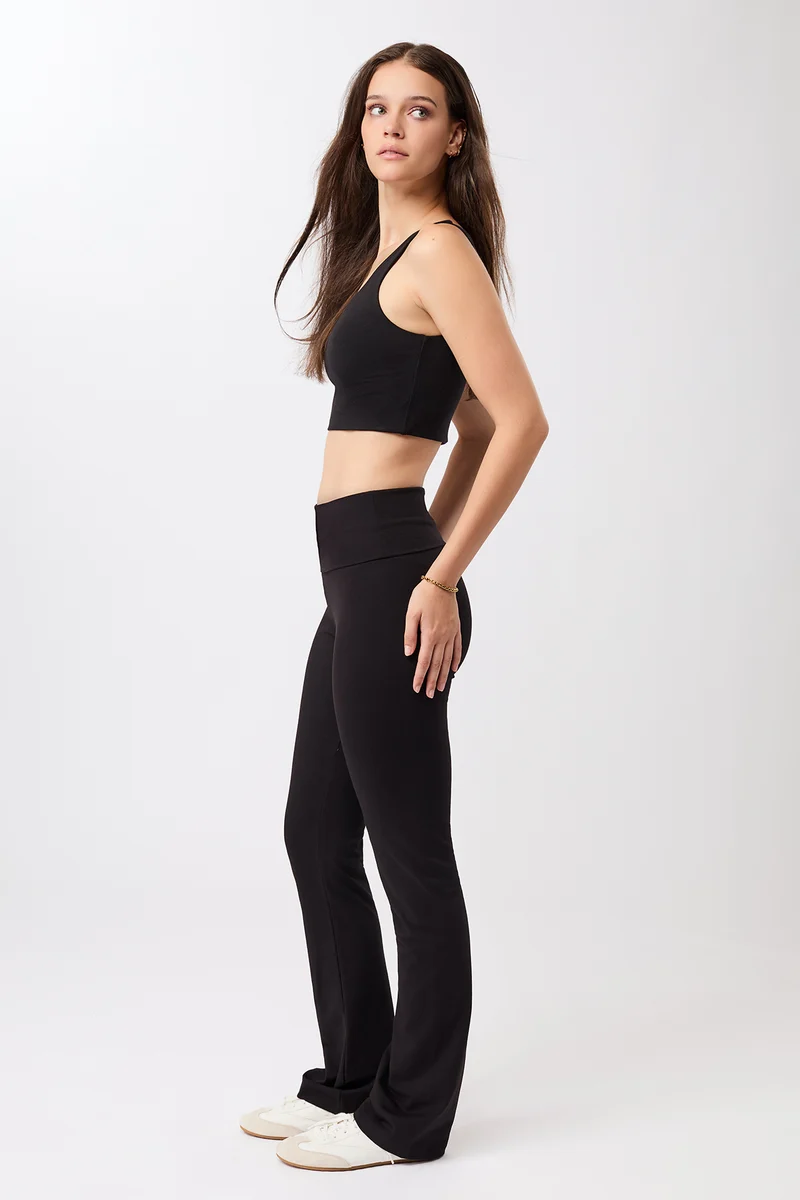 Legging Roll-Down Flared- Black, GOTS