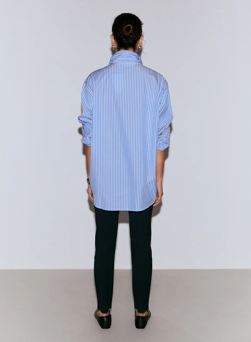 Blue Stripe Poplin Shirt