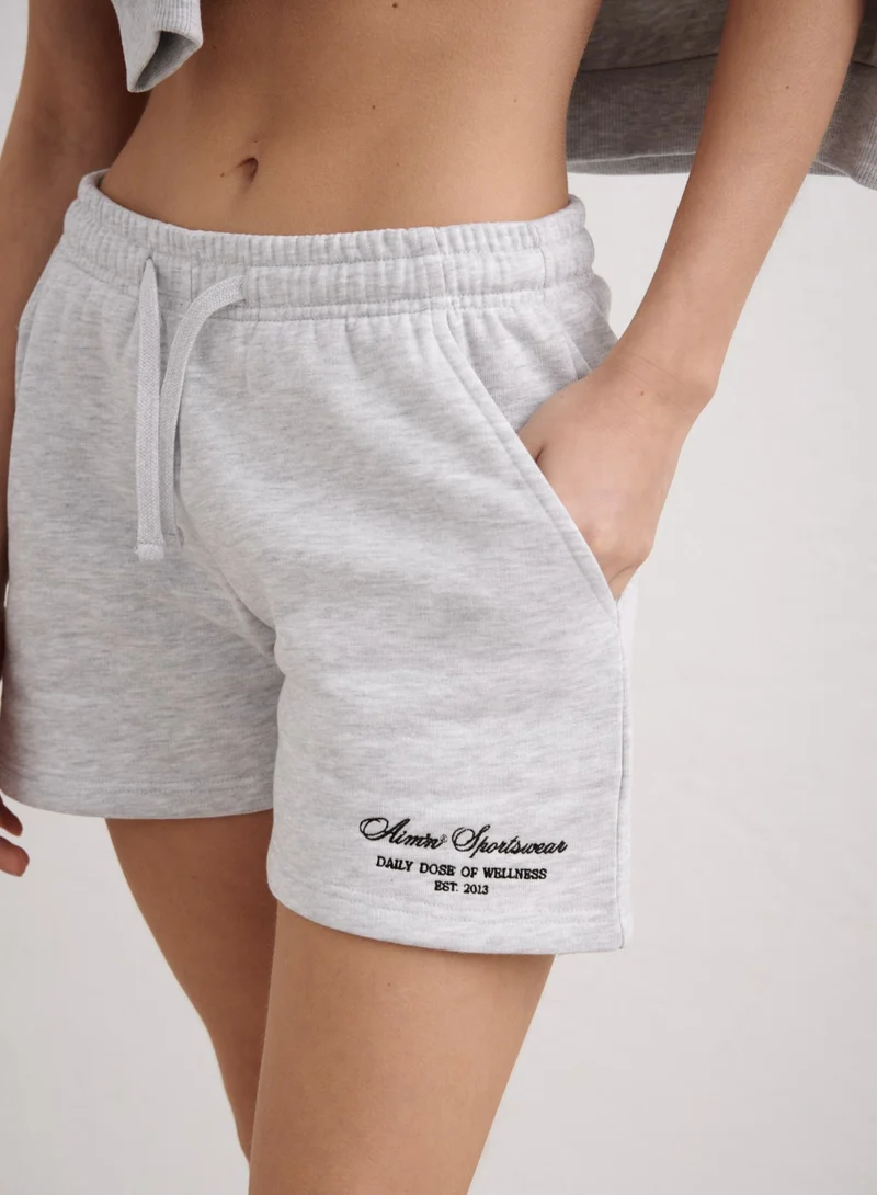 Light Grey Melange Script Sweat Shorts