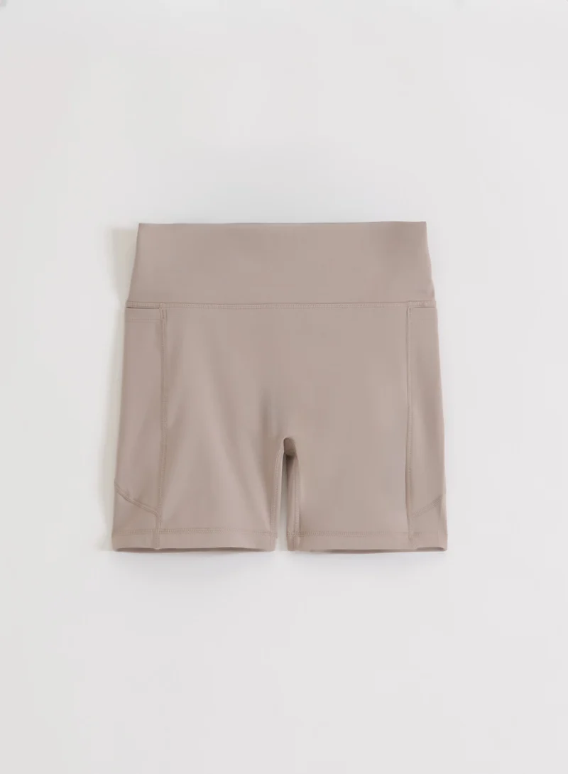 Dark Clay Running Midi Biker Shorts