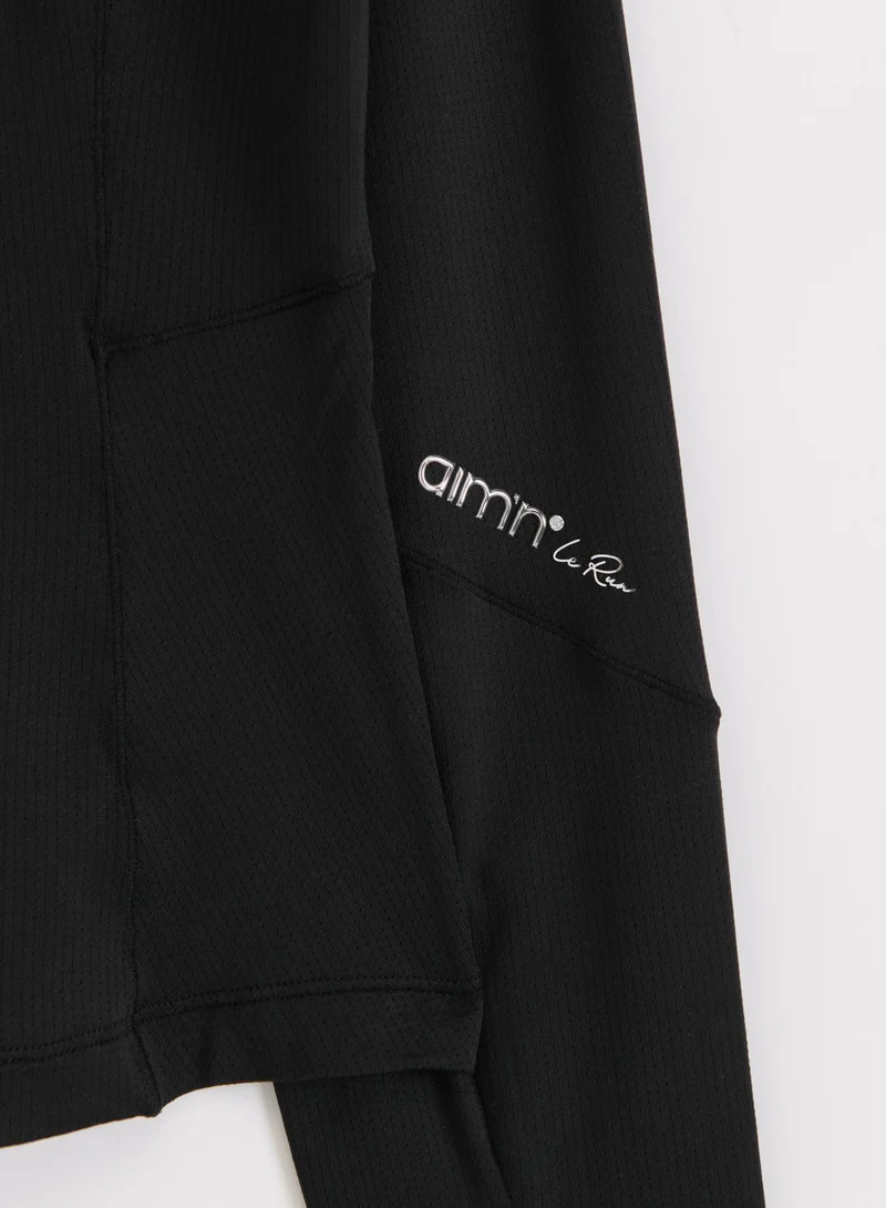 Black Running Zip Long Sleeve