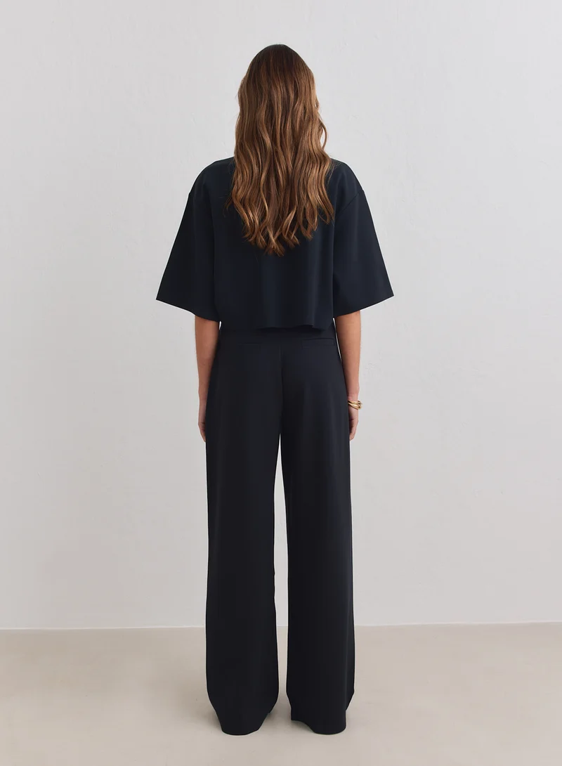 Black Luxe Relaxed Tailored Pants