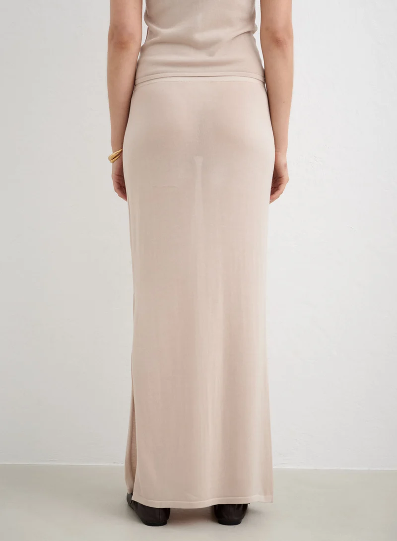 Sand Silk Knit Maxi Skirt