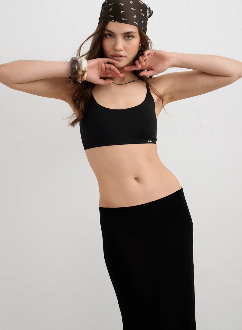 Black Silk Knit Maxi Skirt
