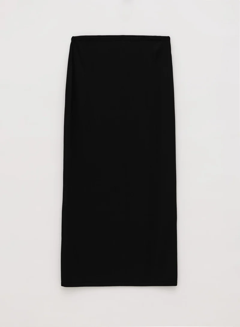 Black Silk Knit Maxi Skirt