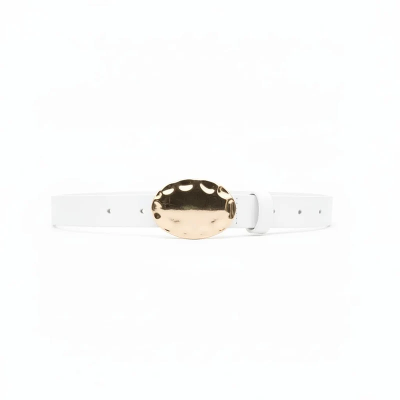 Cintura donna fibbia ovale piena 2,5cm - Bianco sporco