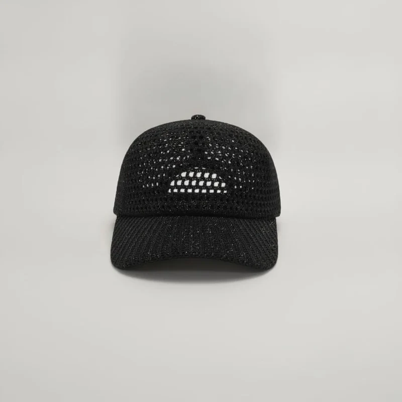 Cappello donna baseball effetto uncinetto - Nero