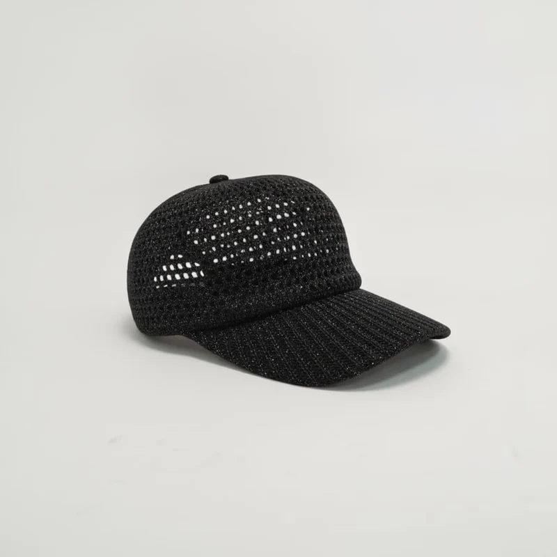 Cappello donna baseball effetto uncinetto - Nero