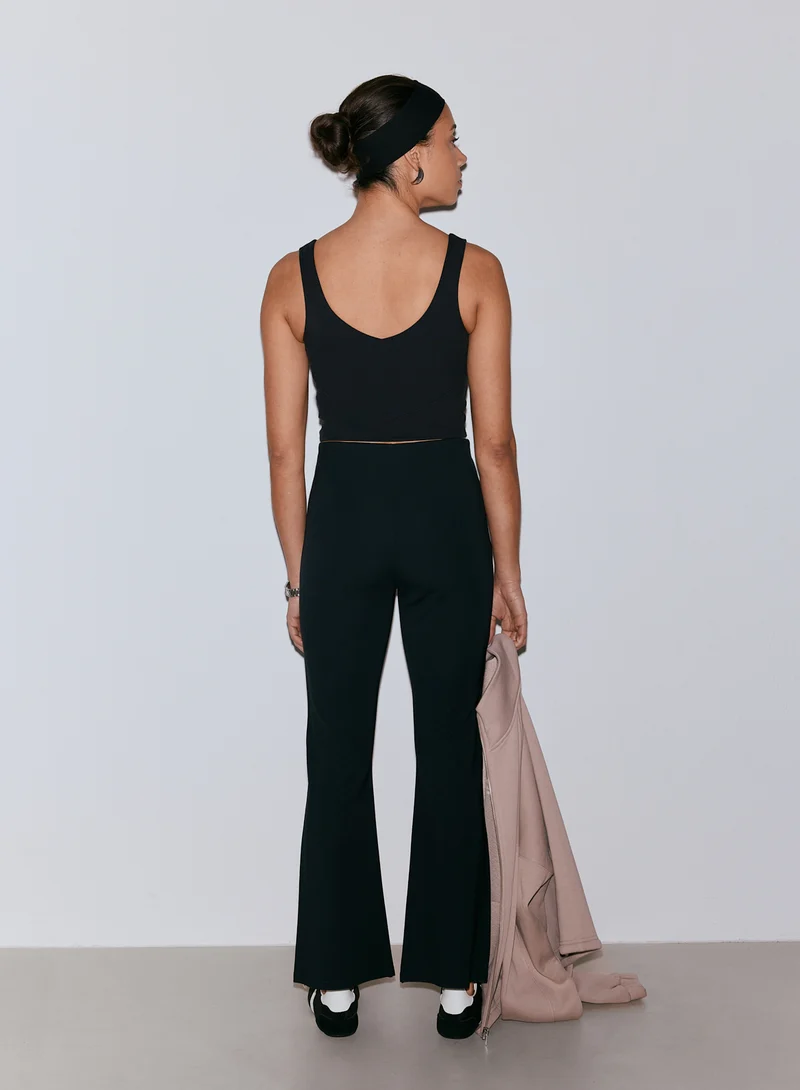 Black Luxe Kick Flare Leggings