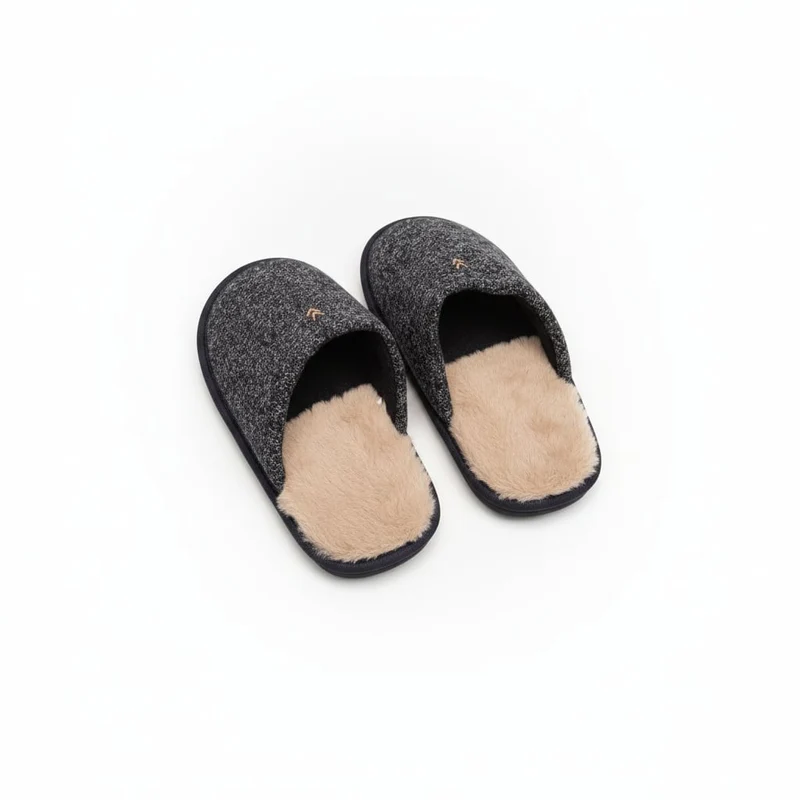 Pantofola da uomo con fodera effetto fur - Blu