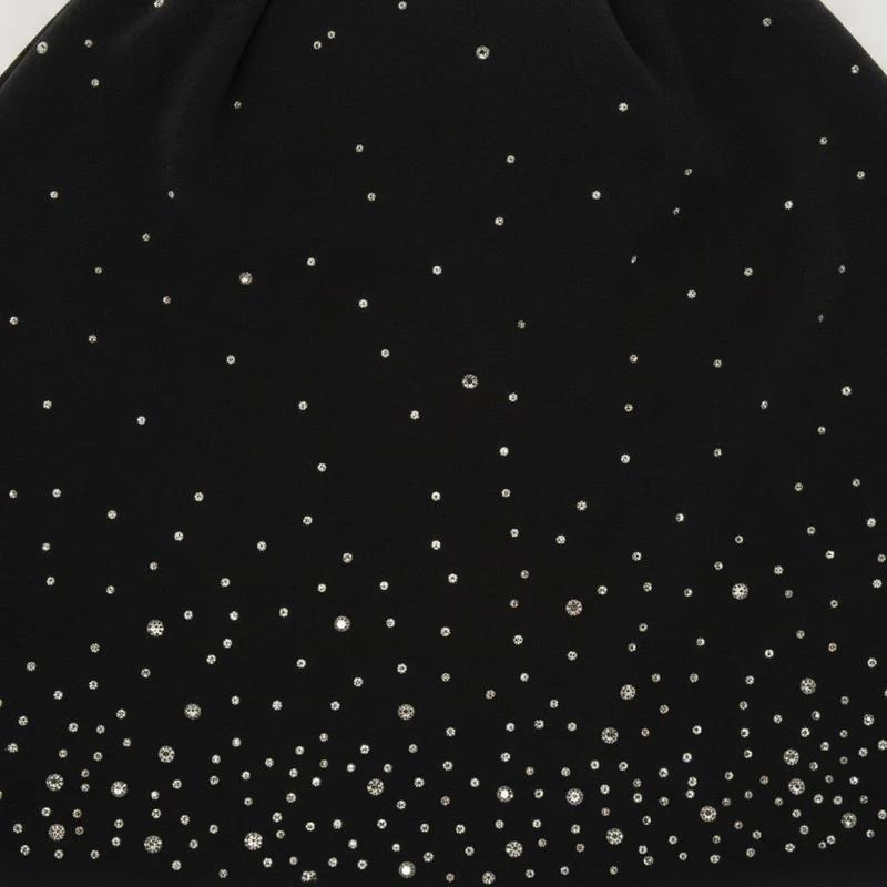 Cappello cuffia in velluto con strass - Nero