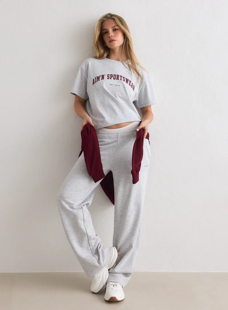 Light Grey Melange Varsity Boxy T-shirt