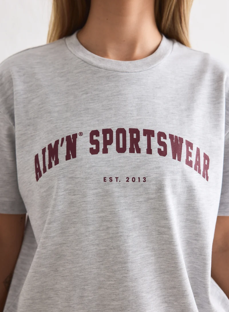 Light Grey Melange Varsity Boxy T-shirt