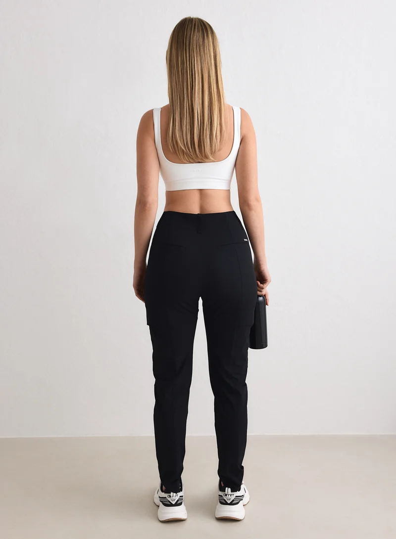 Black Straight Leg Cargo Pants