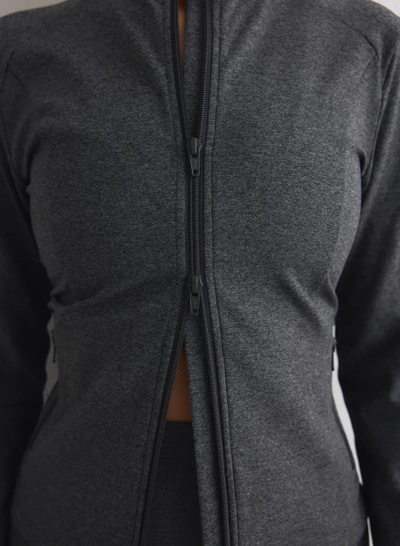 Dark Grey Melange Sense Zip Jacket