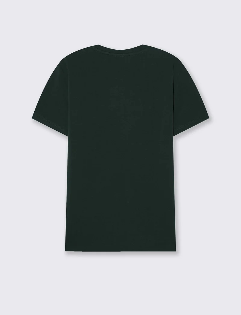 T-SHIRT BASIC IN COTONE ELASTICIZZATO SLIM FIT - Verde scuro